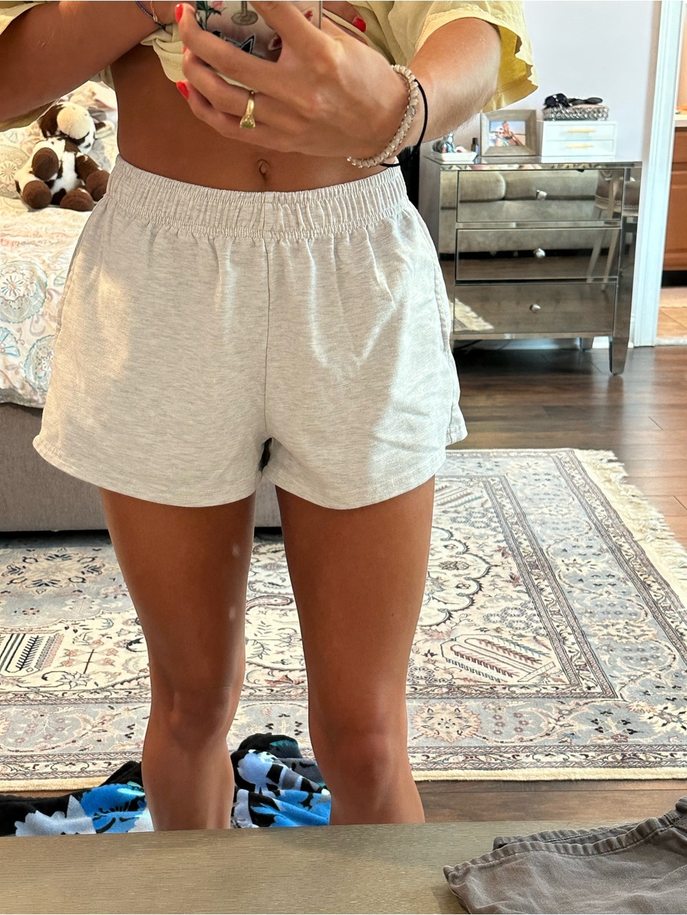 Garage Light Gray Elastic Waist Athletic Shorts